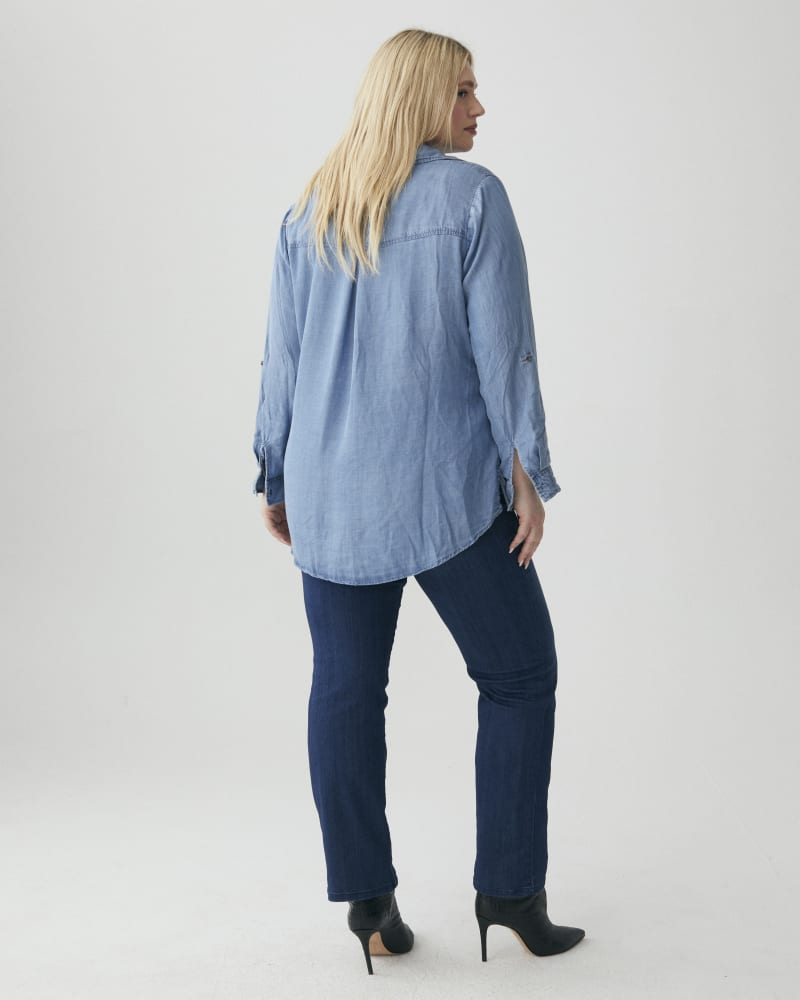 Myla Plus Size Button-Down Chambray Shirt | Medium Wash